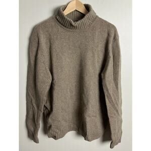 Zara Wool Blend Turtleneck Sweater Taupe Brown Knit Pullover Size XL Women’s